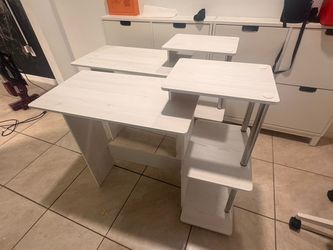 White Wood Computer Desk with Shelves