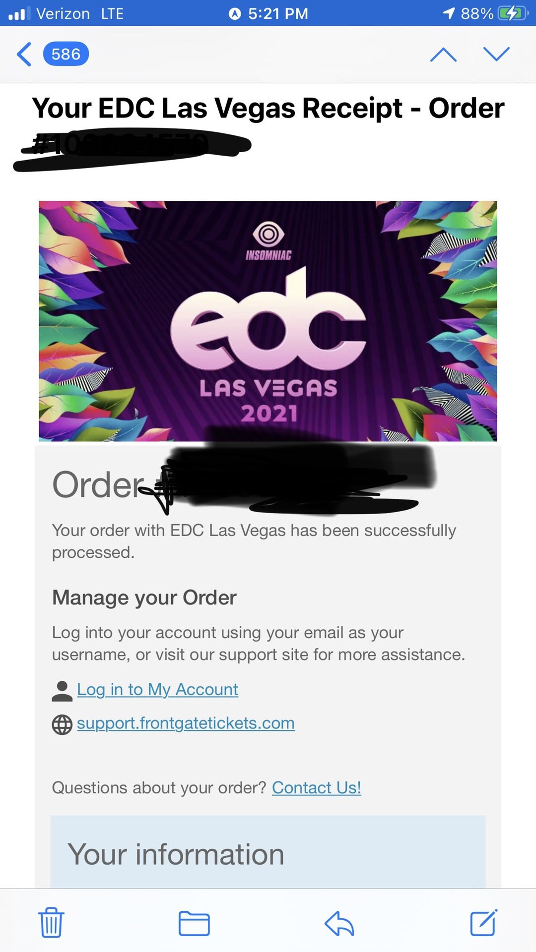 EDC Las Vegas 2021 3 Day GA Ticket