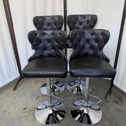 🪑🔥 LUXURY BLACK FAUX LEATHER SWIVEL BAR STOOLS — ELEVATE YOUR SPACE INSTANTLY 🖤  