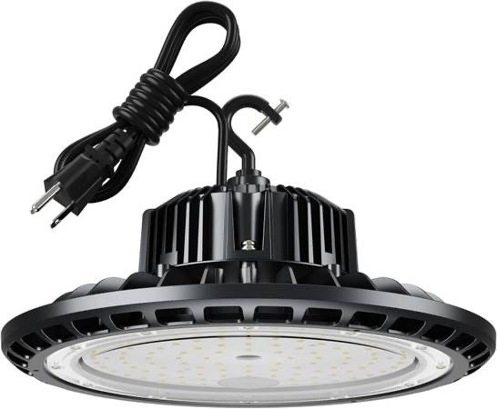 new LED High Bay Light 150W 5000K, High Bay LED Lights 21,000LM(600W MH/HPS Eqv.),UFO Lamp with Plug, Hanging Hook, Safe Rope, Lighting Fixtures for W