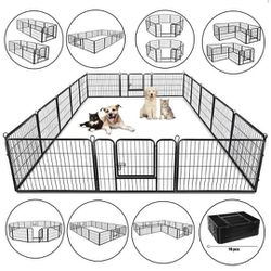 New IN Box 16 PANEL 24" Heavy Duty DOG Playpen 2 Doors Folding Animal Cage Shapeable PET Fence Kennel Playyard 