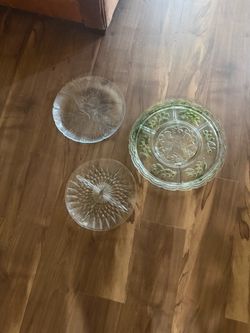 Set of 3 Vintage Pressed Glass Plates