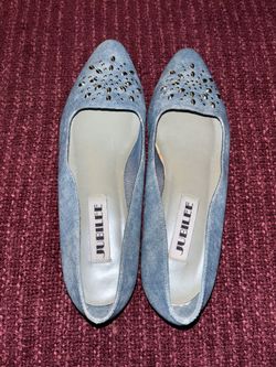 Vintage Jubilee Womens 11M Blue Denim Stud Embellished Loafers