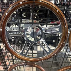 Universal Wood Style 4 Spoke Steering Wheel