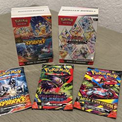 Surging Sparks, Prismatic Evolution, Booster Bundles, 3x Loose Pokemon Pack Lot 