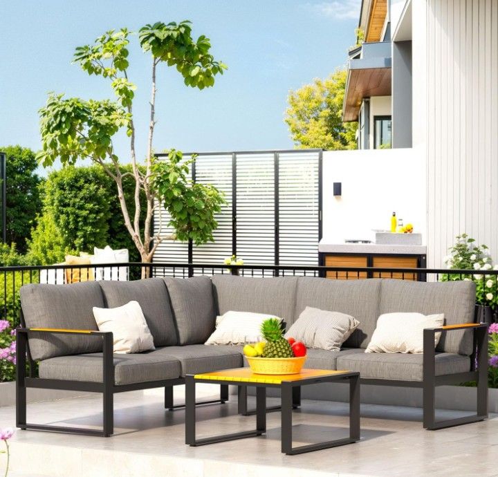 Aluminum Patio Set Three Colors Available 5 In Thick Cushions High Quality Aluminum Outdoor Furniture Aluminum Patio Couch 🆕🆕