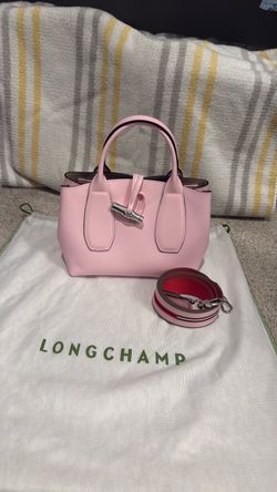 LONGCHAMP Roseau 2Way Top Handle Bag Pink Leather Shoulder Crossbody Women