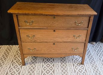 Antique, wood 3 drawer dresser.
