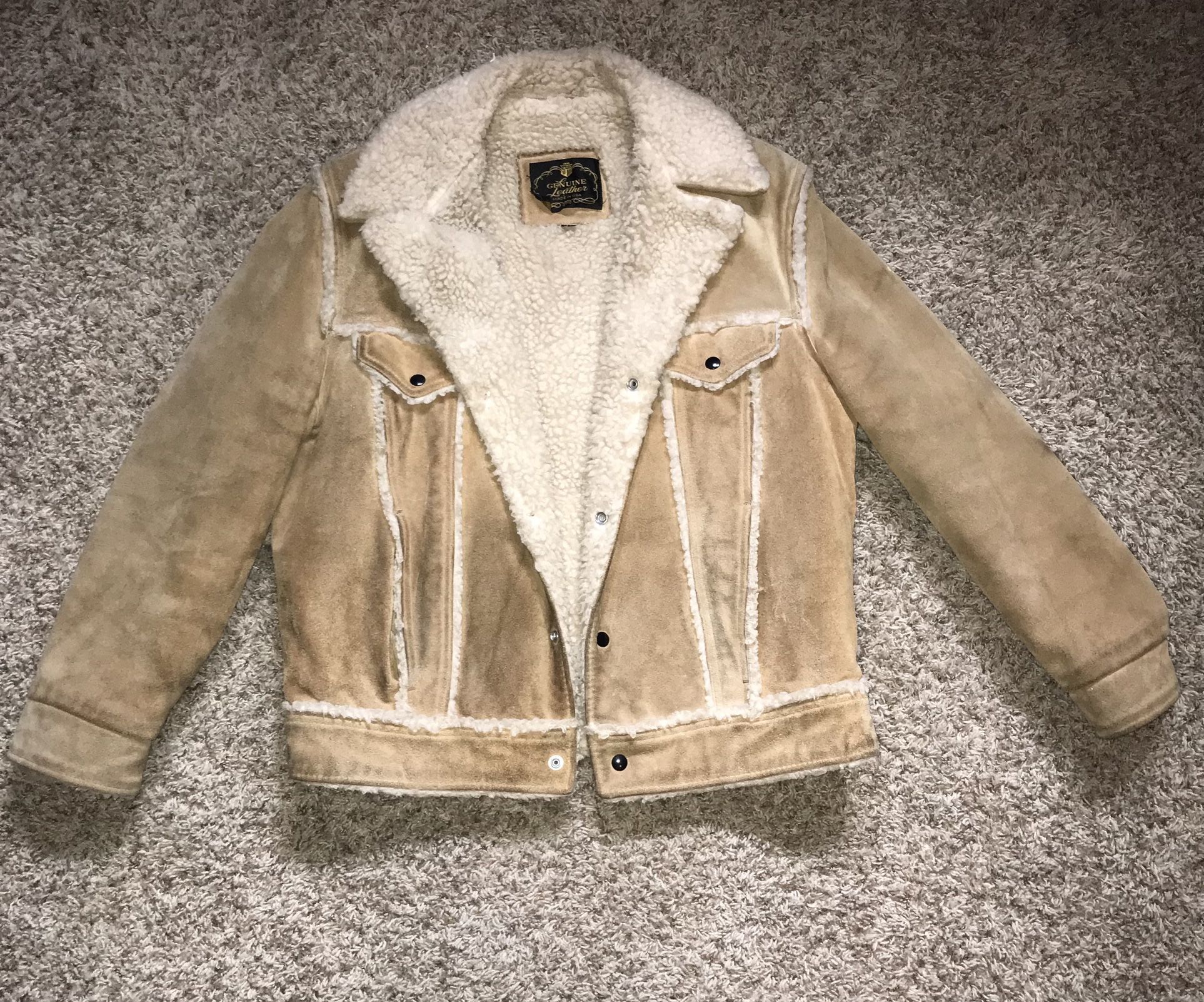 Vintage Genuine Leather Jacket Sz L 42 Made In USA