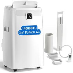 New- Portable Air Conditioner, 14,000 BTU Portable AC Unit for Room up to 650 Sq. Ft