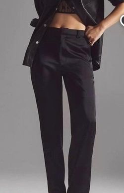 Good American Black Satin Trousers Size 12 Retail $160