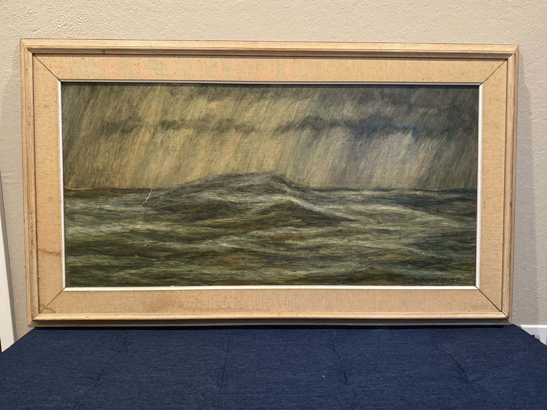 Moody Nocturnal MCM Seascape Oil Painting by Los Angeles Artist Richard B. Moore