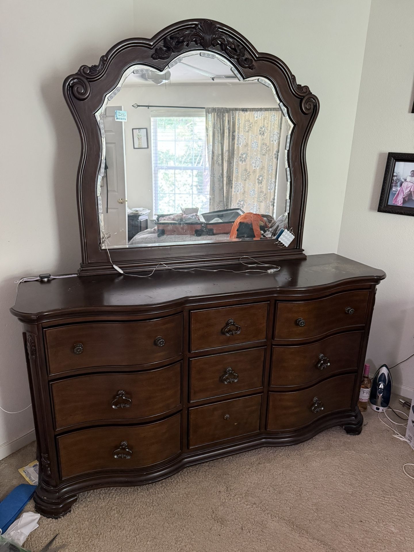 Quality Wood Dresser With Mirror