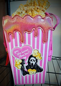 Ghost Face pink glitter drip popcorn box