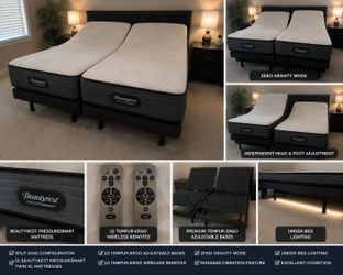 🔥 Beautyrest PressureSmart Split King Adjustable Bed w/ Tempur-Ergo Bases & Remotes 🔥