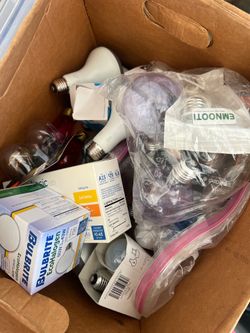 Box Full of Various Light Bulbs