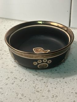 Matte Black Copper Rim Pet Dish
