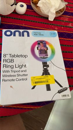 Onn 8" Tabletop RGB Ring Light with Tripod