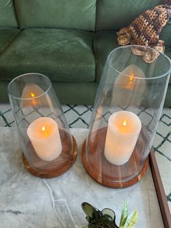 (2) West Elm Hurricane Candle Holders