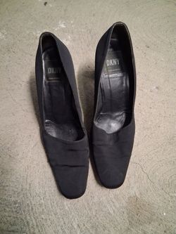 DKNY Black Fabric Square-Toe Heels