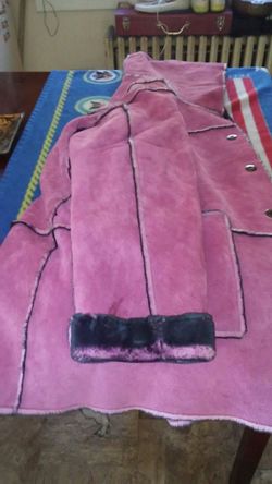 Pink leather Jacket for winter size 3xl women.