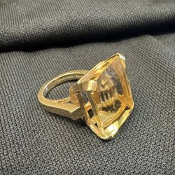 14k Gold Cocktail Ring With Citrine Stone 