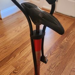 Serfas FP 100 Red Floor Air Pump 160 psi Analog Pressure Gauge Auto Dual Valve. 