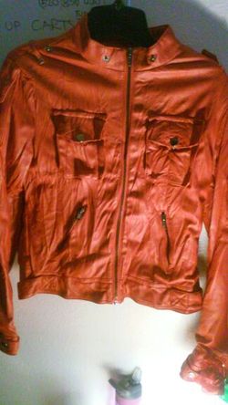 Red leather jacket