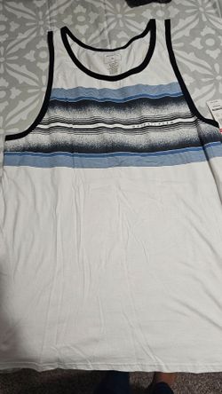 NWT Quiksilver Men's Double Vision Premium Fit Tank Top XL White Blue Striped
