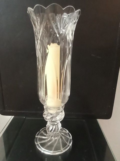 Royal Limited Crystal 24% Full Lead Hand Cut Crystal Hurricane Candle Lamp Made in Slovenia