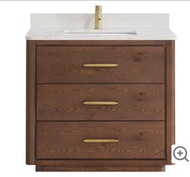 Porto 36" Free Standing Single Basin Vanity Set with Cabinet and Quartz Vanity Top
