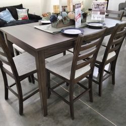 6 pcs counter height Dining table w/table storage