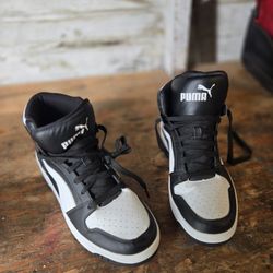 PUMA Men's Rebound LayUp SL High-Top Sneakers Black White 369573-01 Size 11 