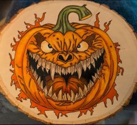 Pumpkin Halloween wood art