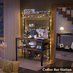 Armocity Bakers Rack with Power Outlets – 4‑Tier Microwave Stand & Coffee Bar Station, Like New 
