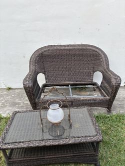 Outdoor Bench And Glass Table 