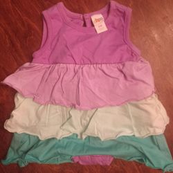 "Tri-Colored Onesie Dress" Size: 3 Months 