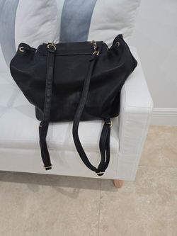 Black Faux Leather Backpack Handbag
