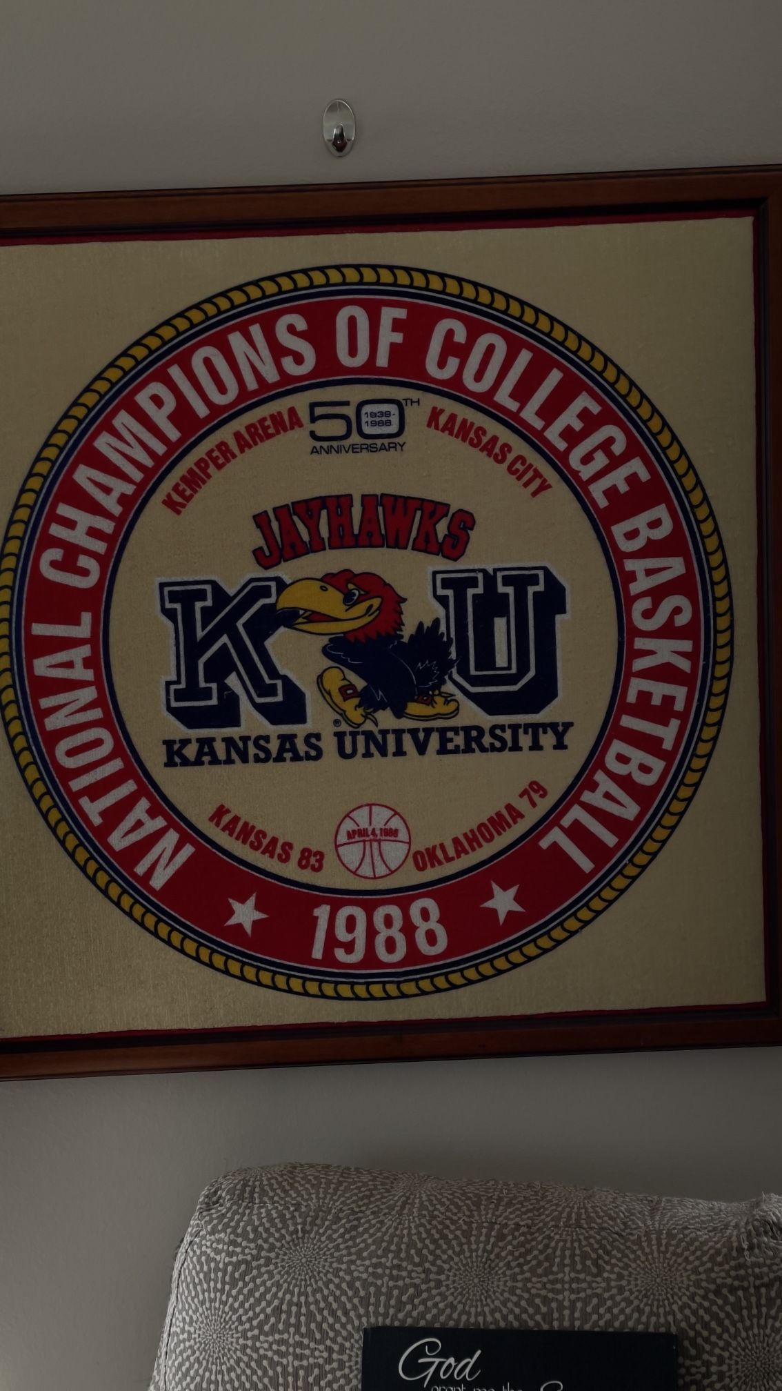 Authentic 1988 Kansas university Jay Hawk Basketball 50th Anniversary National Champions Basketball