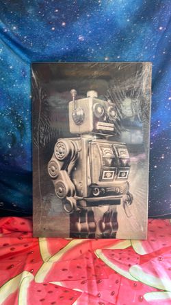 Robot picture on wood