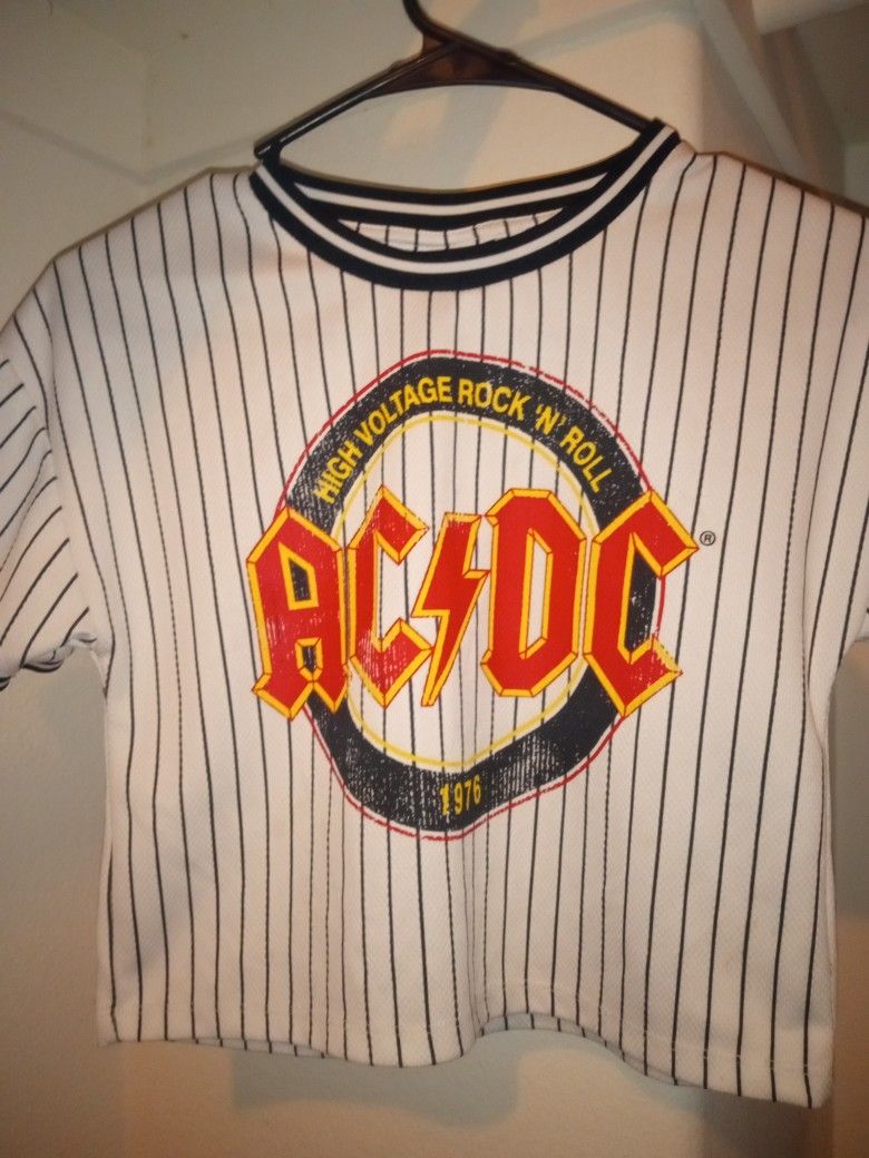 ACDC Baseball Style Crop Top Small