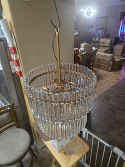 Custom two teir brushed gold glass bar chandelier