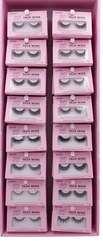 Santee 16 pc 3D Faux Mink Lashes for Weightless Volume & Curl Effect Natural Look False Eyelashes
