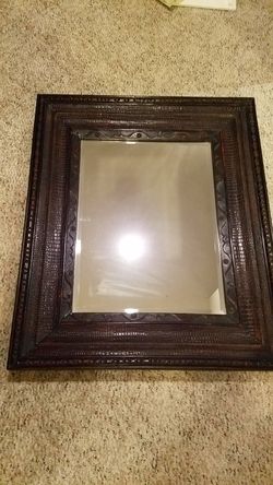 29 x 35 mirror dark cherry wood