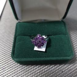 Sterling Silver Genuine Amethyst Ring Sz 7