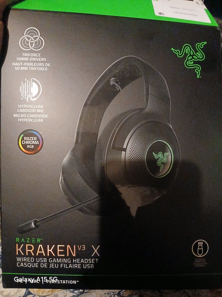 Razer Kraken V3 X Wired USB Type A Gaming Headset for PC, PS5, PS4 , Chroma RGB, Black, 0.62 lb