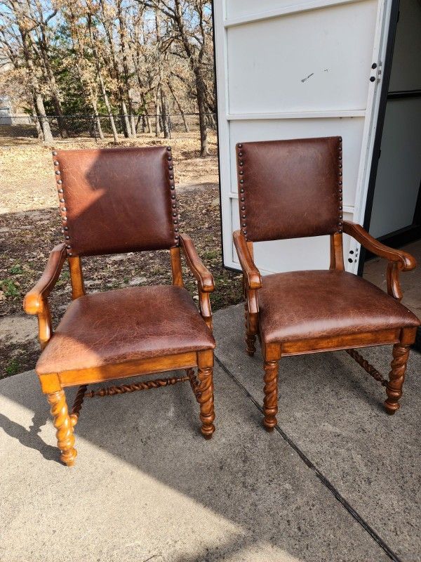 Antique Mr. And Mrs. Santa Claus Leather Chair