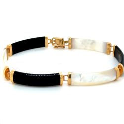 14K Gold Onyx/Pearl Bracelet