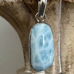 Larimar Blue Gemstone Pendant Purchased In The Caribbean (chain not included)