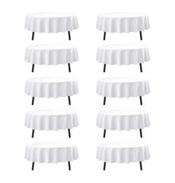 10-Pack White Round Tablecloths, 70 Inches, Stain-Resistant Polyester for 3-4 Ft Round Tables